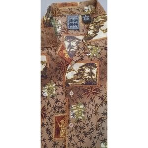 Mens Shaolin Shirt‎ Button up M tan graphic print streetwear 90s y2k modern